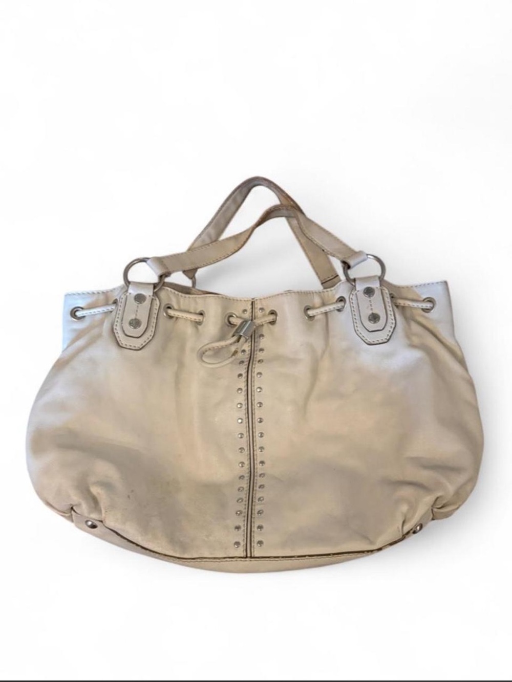 Michael Kors vintage Cream Leather Tote Bag with Stud Detailing